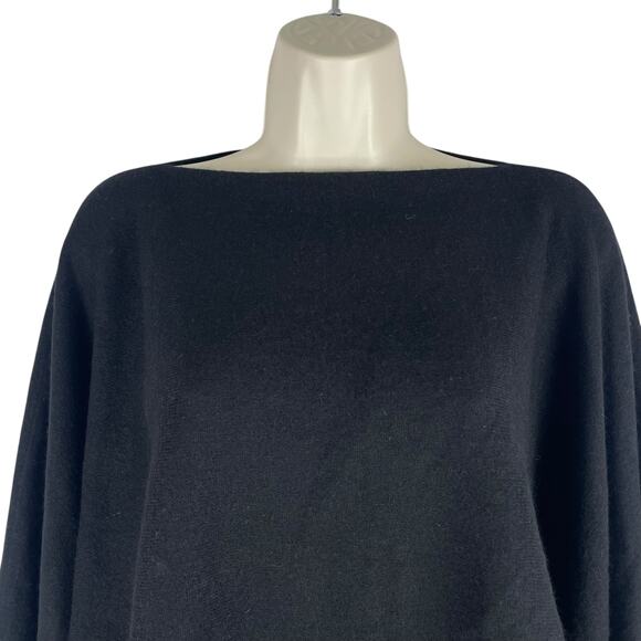 Henri Bendel 100% Cashmere Boatneck T Cape Sweater Black One Size - Picture 3 of 8